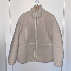 H&M Cream Sherpa Zip Coat